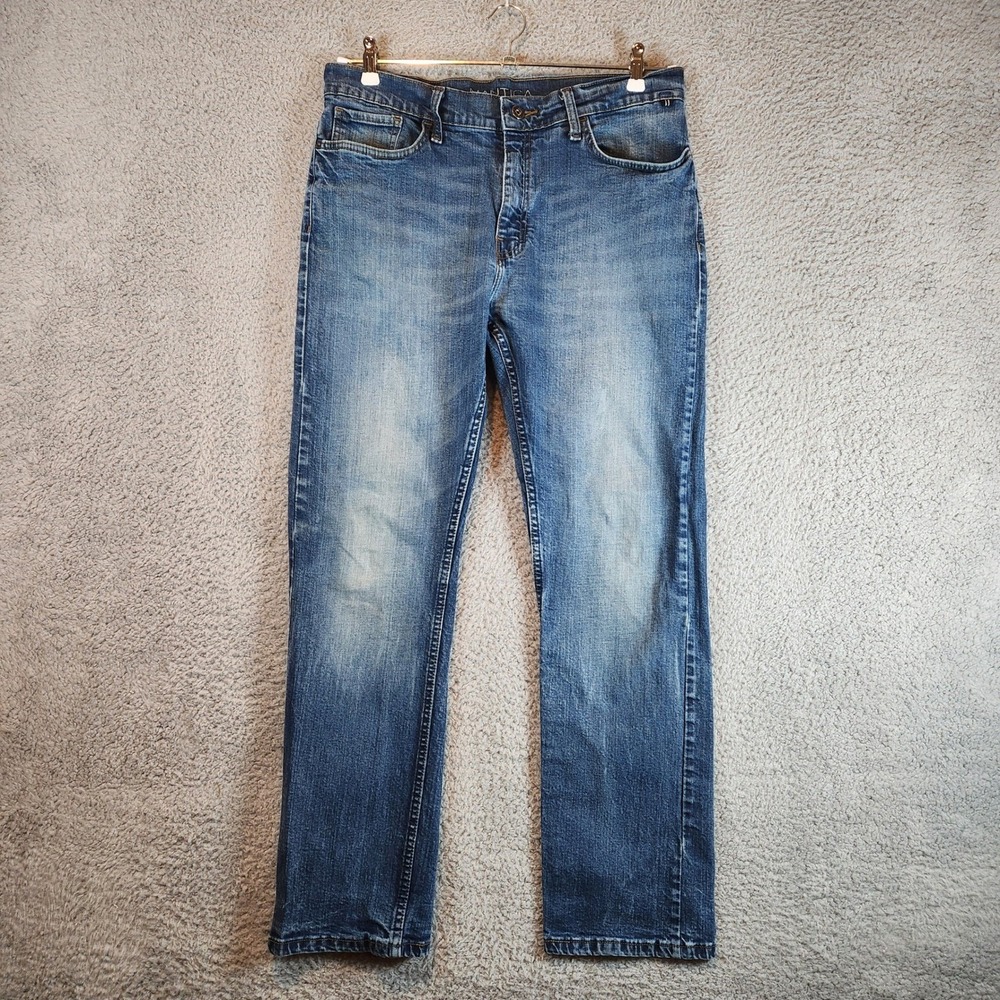 Nautica Straight Fit Stretch Jeans Mens 33x30 (Measures 33x29) Medium Wash Denim